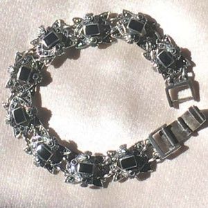 Vintage Marcasite Bracelet w/ Black Onyx